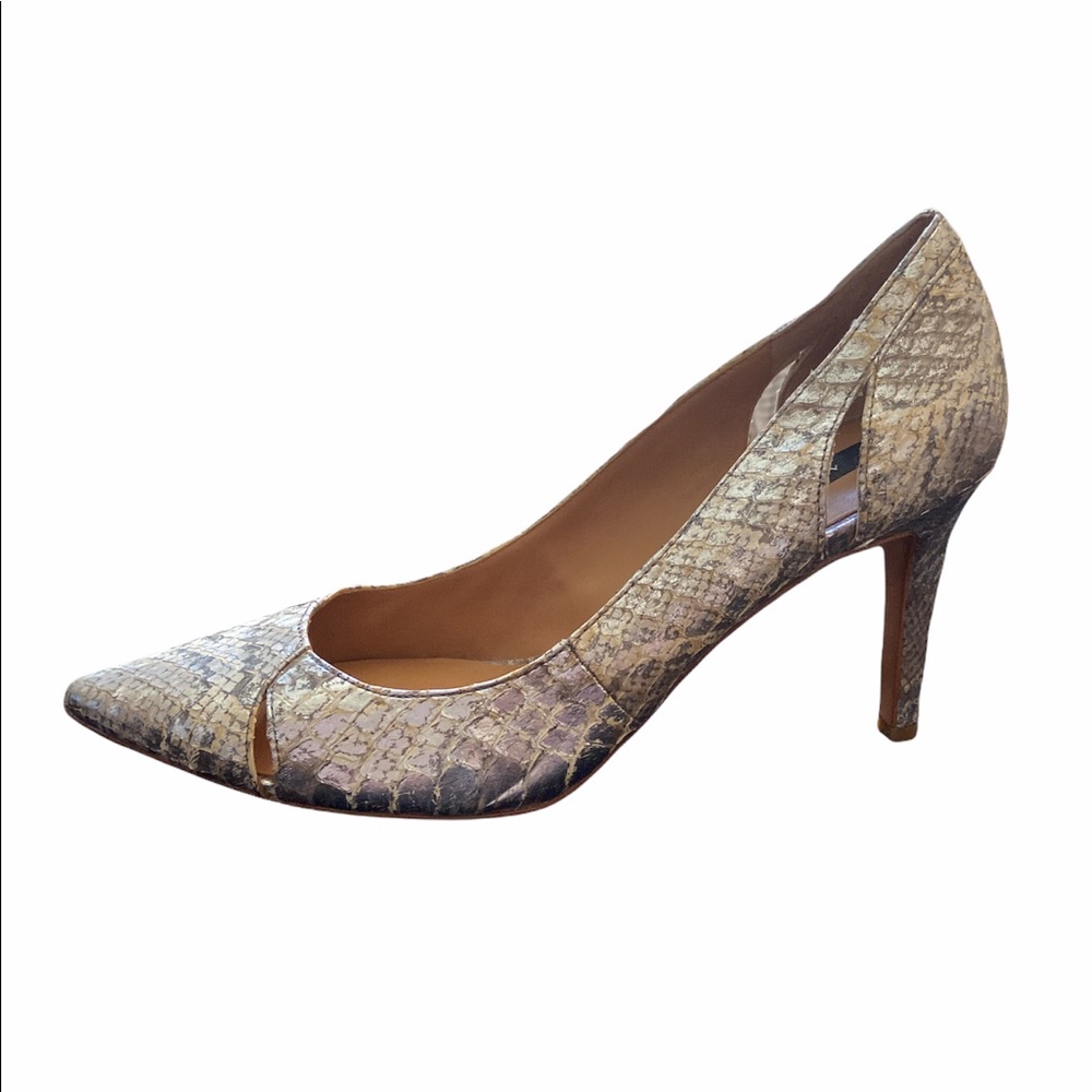 Ann Taylor Silver Python Pointed Toe Heels - image 2
